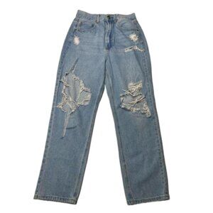 Wax Jean Collection Light Wash Ripped No Stretch Jeans Size Large #1245